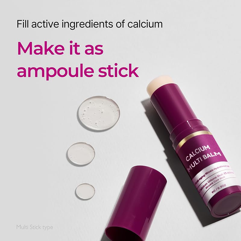 Cemenrete Calcium Multi Balm Stick, Korean Wrinkle Core Stick, Anti-Aging, Sagging, Wrinkles, Hydrating, Almond & Vitamin E for Lip Balm Eye Cream Neck (1)