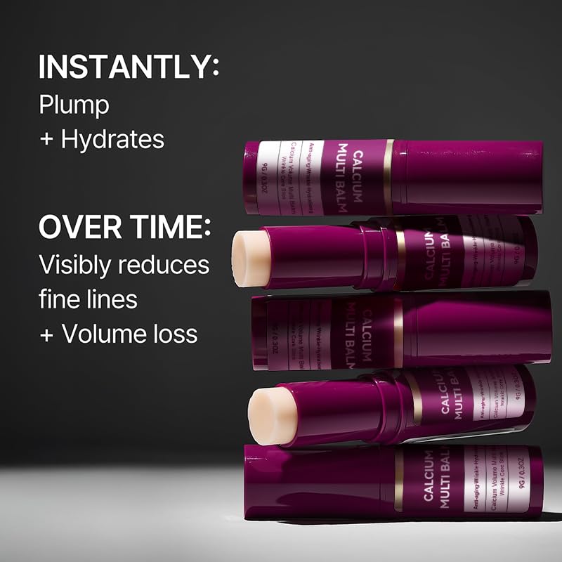 Cemenrete Calcium Multi Balm Stick, Korean Wrinkle Core Stick, Anti-Aging, Sagging, Wrinkles, Hydrating, Almond & Vitamin E for Lip Balm Eye Cream Neck (1)