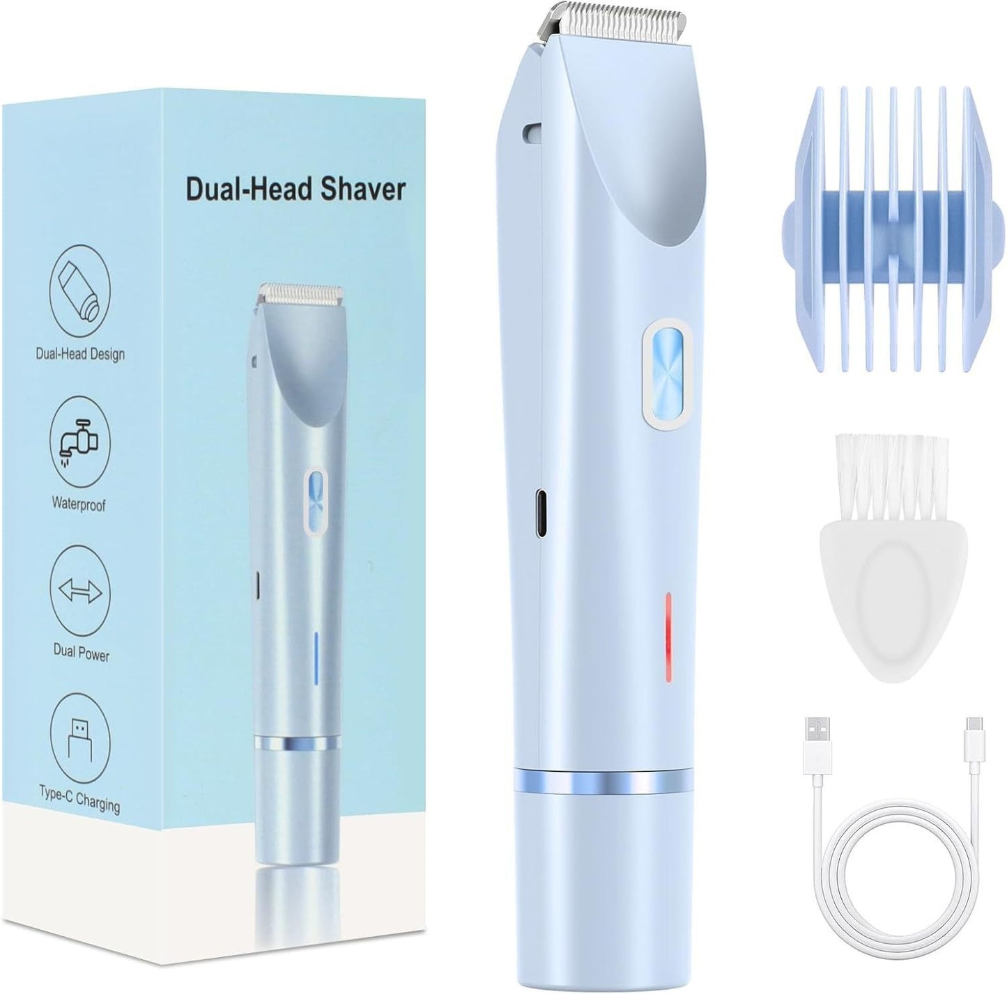 Portable Double-Headed Ladies' Shaver, Household Travel Washable USB Charging, Portable Private Parts Slimming Machine, Female B