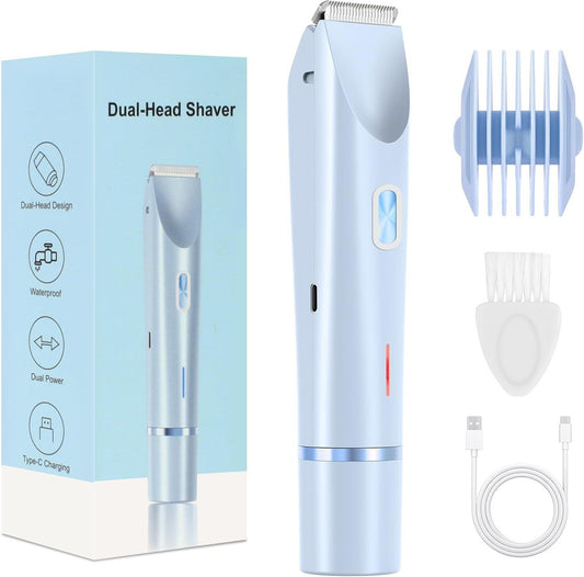 Portable Double-Headed Ladies' Shaver, Household Travel Washable USB Charging, Portable Private Parts Slimming Machine, Female B