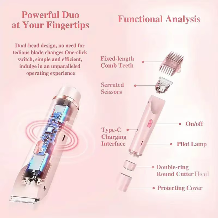 Portable Double-Headed Ladies' Shaver, Household Travel Washable USB Charging, Portable Private Parts Slimming Machine, Female B