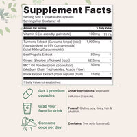 Turmeric Curcumin Supplement 1,000Mg - Enhance Immunity and Improve Joint Comfort, Anti-Oxidation, Enhanced Absorption
