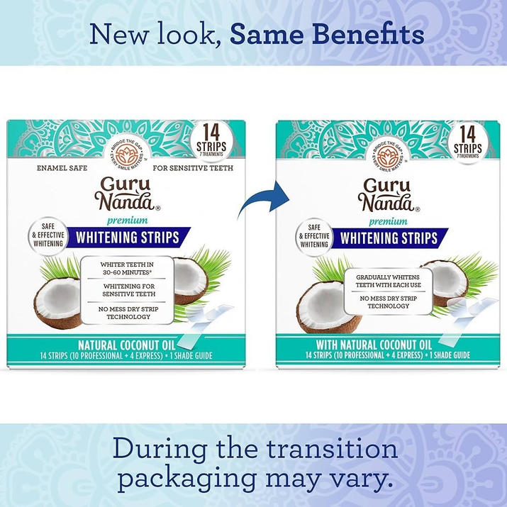 Gurunanda Teeth Whitening Strips - 7-Day Treatment with Non-Slip, Dry Strip Tech